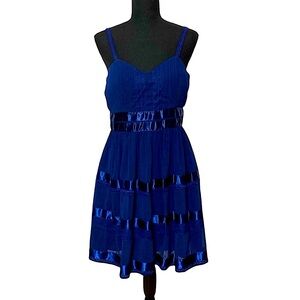 Minuet Sleeveless Lace Chiffon Fit 'n Flare Mini Cocktail Dress Navy Blue M